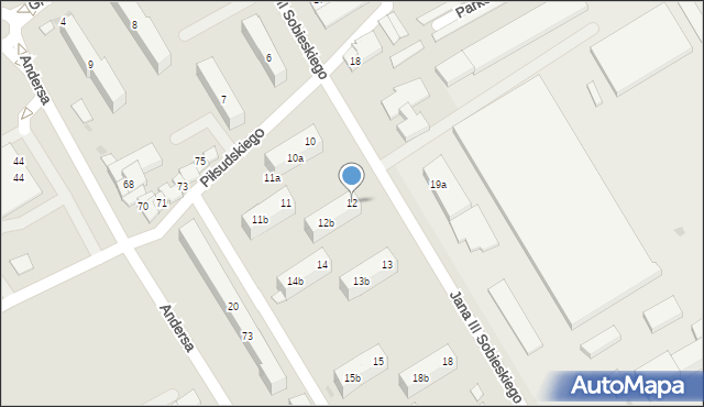 Bielawa, Andersa Władysława, gen., 12, mapa Bielawa