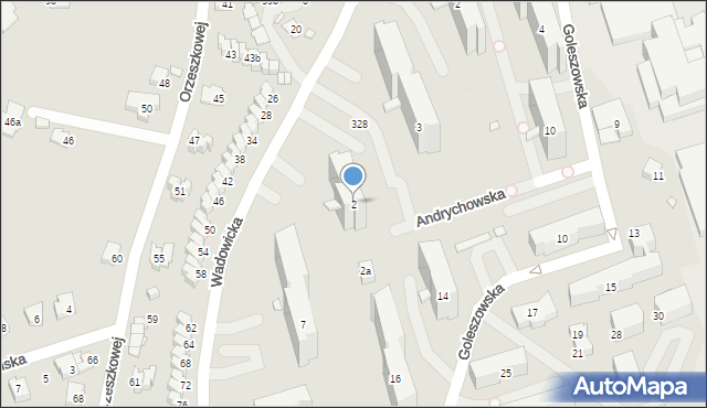 Bielsko-Biała, Andrychowska, 2, mapa Bielsko-Białej