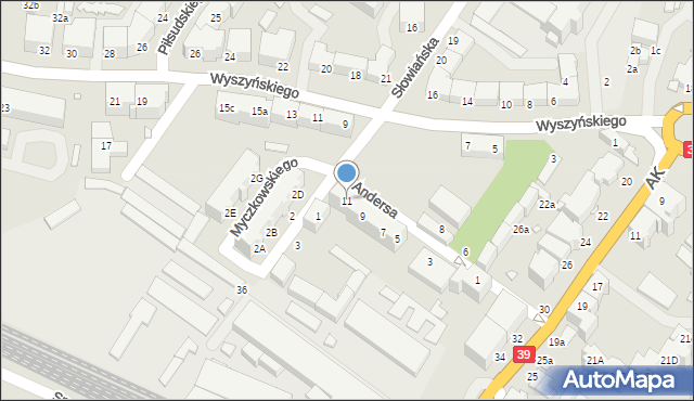 Brzeg, Andersa Władysława, gen., 11, mapa Brzeg