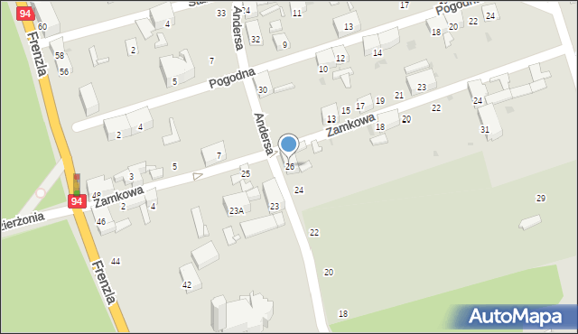 Bytom, Andersa Władysława, gen., 26, mapa Bytomia