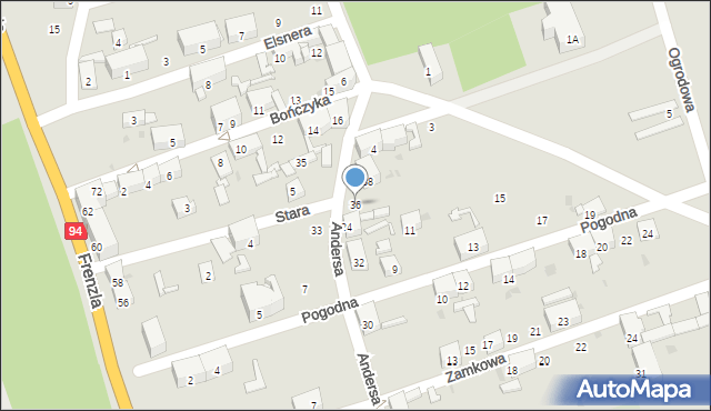 Bytom, Andersa Władysława, gen., 36, mapa Bytomia