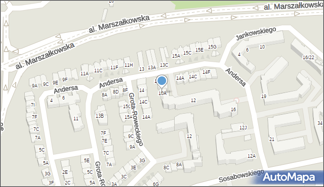 Częstochowa, Andersa Władysława, gen., 10A, mapa Częstochowy