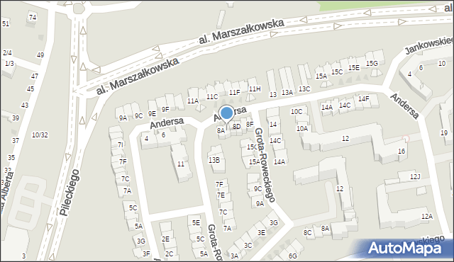 Częstochowa, Andersa Władysława, gen., 8B, mapa Częstochowy
