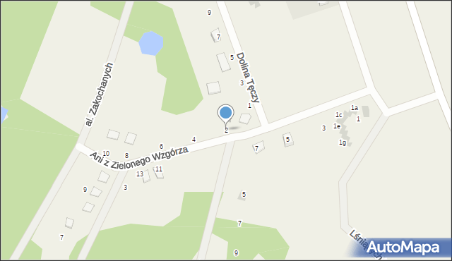 Dębina, Ani z Zielonego Wzgórza, 2, mapa Dębina