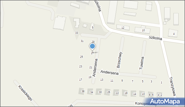 Dopiewiec, Andersena Hansa Christiana, 27, mapa Dopiewiec