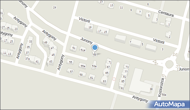 Gdańsk, Antygony, 53, mapa Gdańska