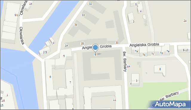 Gdańsk, Angielska Grobla, 5, mapa Gdańska