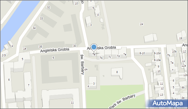 Gdańsk, Angielska Grobla, 7a, mapa Gdańska