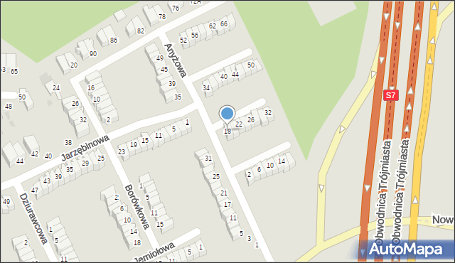 Gdynia, Anyżowa, 18, mapa Gdyni