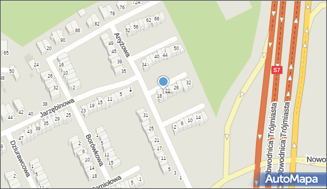 Gdynia, Anyżowa, 20, mapa Gdyni