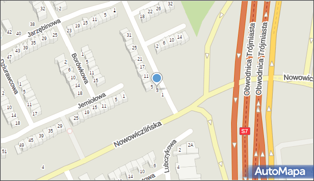 Gdynia, Anyżowa, 3, mapa Gdyni