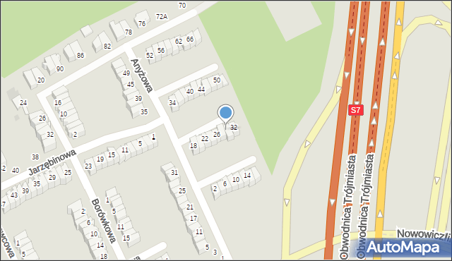 Gdynia, Anyżowa, 30, mapa Gdyni