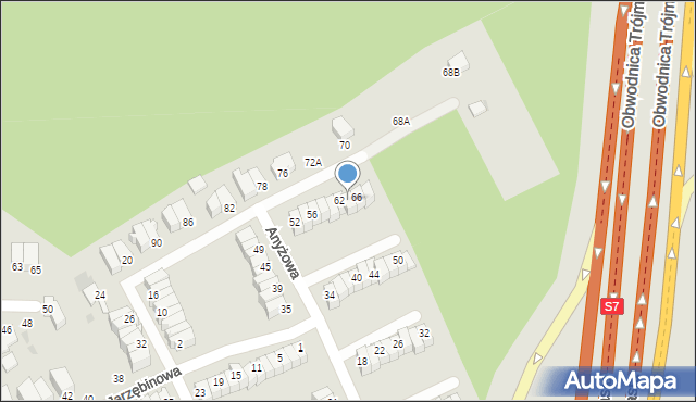 Gdynia, Anyżowa, 64, mapa Gdyni