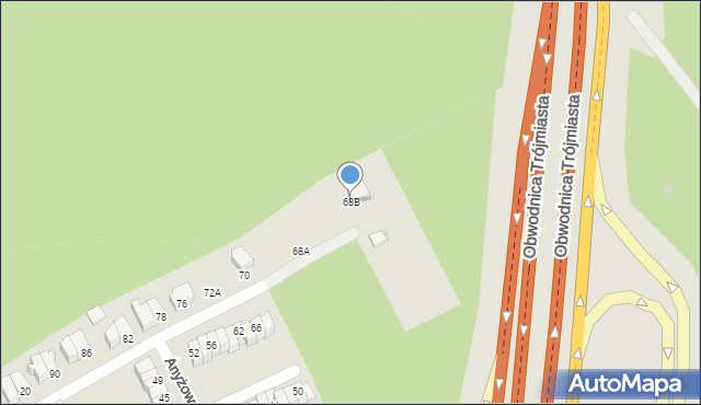 Gdynia, Anyżowa, 68B, mapa Gdyni