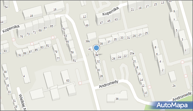 Gliwice, Andromedy, 34, mapa Gliwic