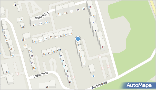 Gliwice, Andromedy, 8, mapa Gliwic