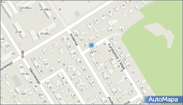 Głowno, Andersa Władysława, gen., 29A, mapa Głowno