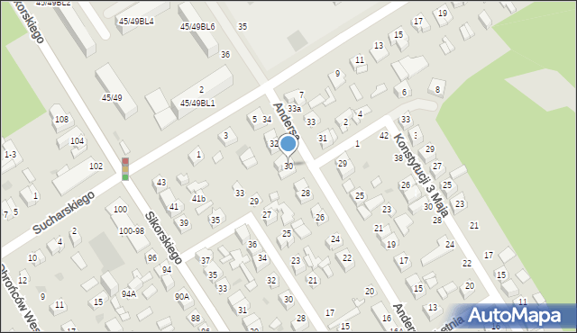 Głowno, Andersa Władysława, gen., 30, mapa Głowno