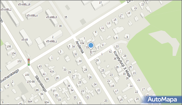 Głowno, Andersa Władysława, gen., 31, mapa Głowno