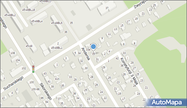 Głowno, Andersa Władysława, gen., 33, mapa Głowno