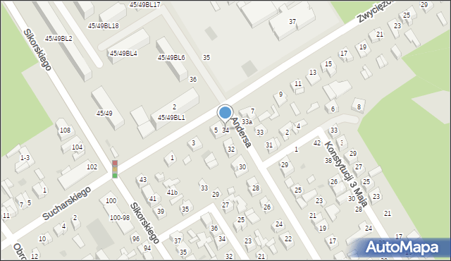 Głowno, Andersa Władysława, gen., 34, mapa Głowno