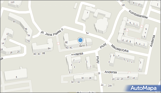 Gorzów Wielkopolski, Andersa Władysława, gen., 6A, mapa Gorzów Wielkopolski