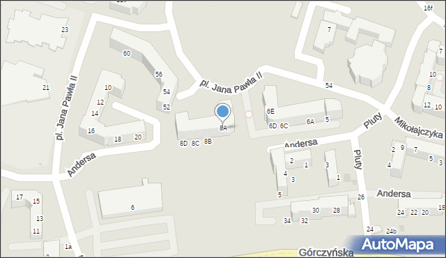 Gorzów Wielkopolski, Andersa Władysława, gen., 8A, mapa Gorzów Wielkopolski