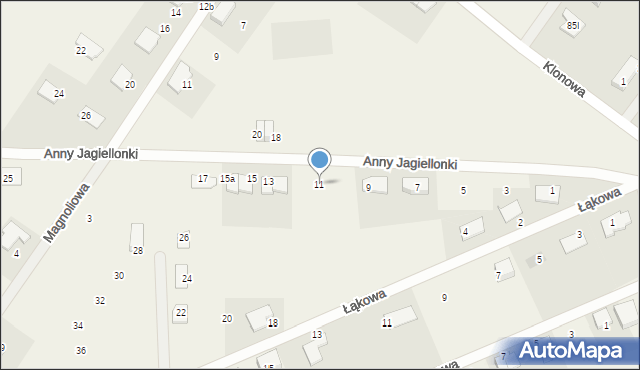 Grzędzice, Anny Jagiellonki, 11, mapa Grzędzice