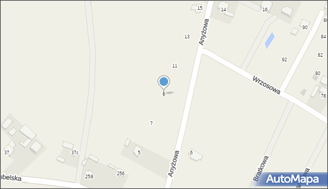 Jacków, Anyżowa, 9, mapa Jacków