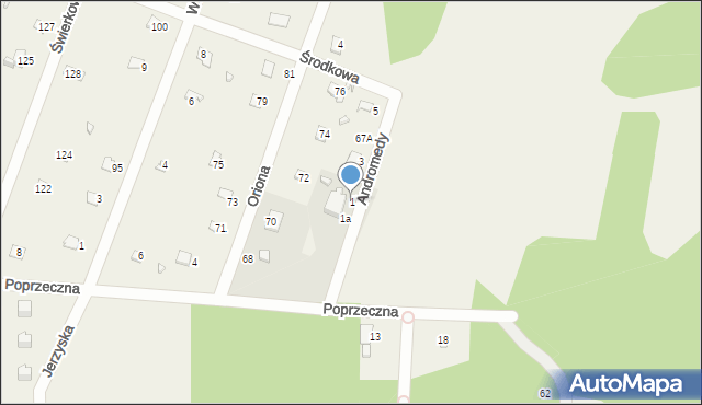 Jerzyska, Andromedy, 1, mapa Jerzyska