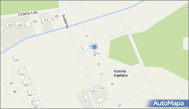 Kajetany, Andersa Józefa, 13, mapa Kajetany