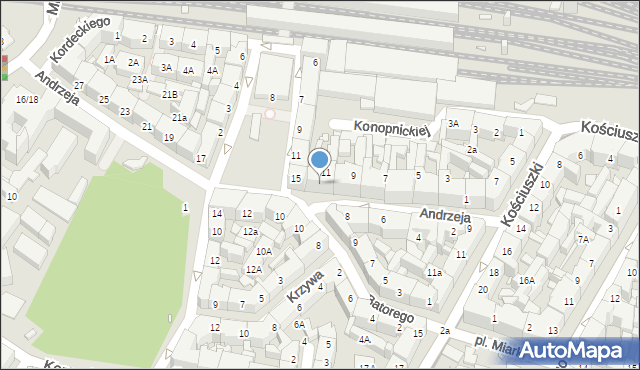 Katowice, Andrzeja, 13, mapa Katowic