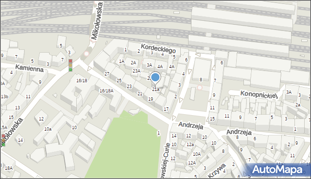 Katowice, Andrzeja, 21a, mapa Katowic