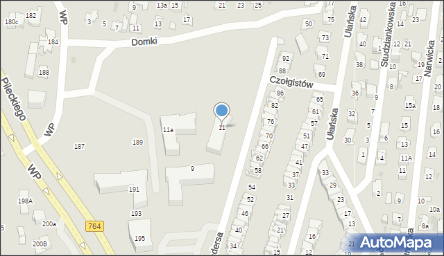 Kielce, Andersa Władysława, gen., 11, mapa Kielc