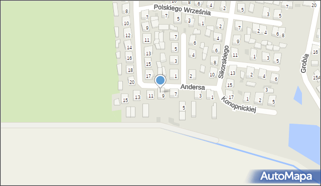 Kobylin, Andersa Władysława, gen., 9a, mapa Kobylin