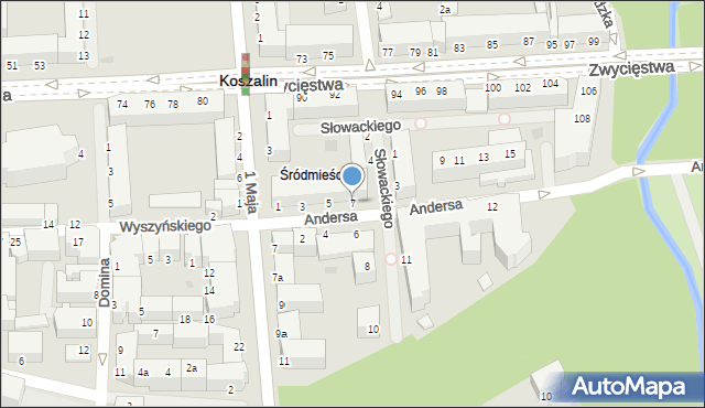 Koszalin, Andersa Władysława, gen., 7, mapa Koszalina