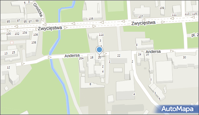 Koszalin, Andersa Władysława, gen., 20, mapa Koszalina