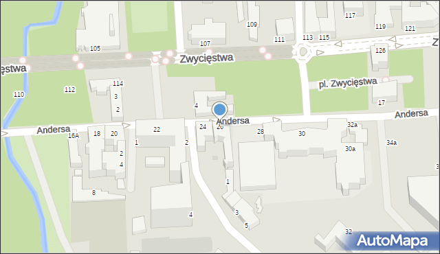 Koszalin, Andersa Władysława, gen., 26, mapa Koszalina