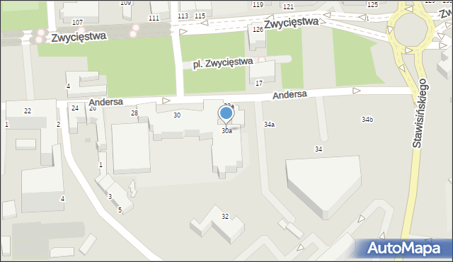 Koszalin, Andersa Władysława, gen., 30a, mapa Koszalina