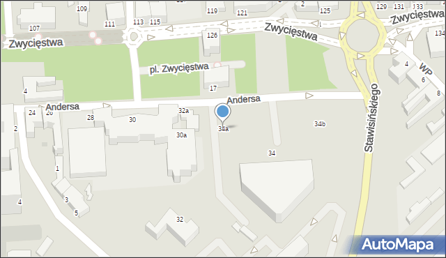 Koszalin, Andersa Władysława, gen., 34a, mapa Koszalina