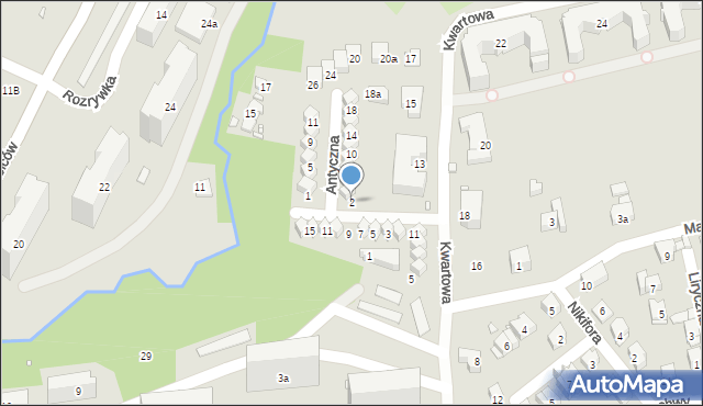 Kraków, Antyczna, 2, mapa Krakowa