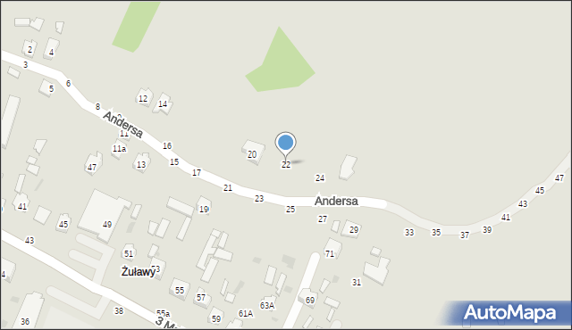 Krasnobród, Andersa Władysława, gen., 22, mapa Krasnobród