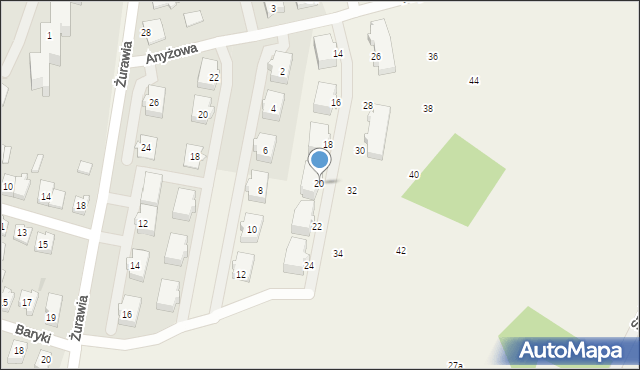 Krężoły, Anyżowa, 20, mapa Krężoły