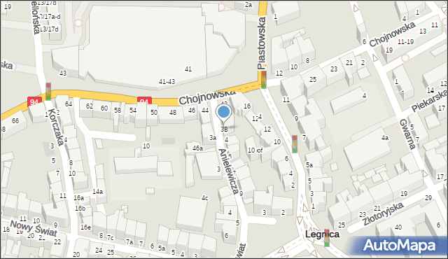 Legnica, Anielewicza Mordechaja, 3B, mapa Legnicy