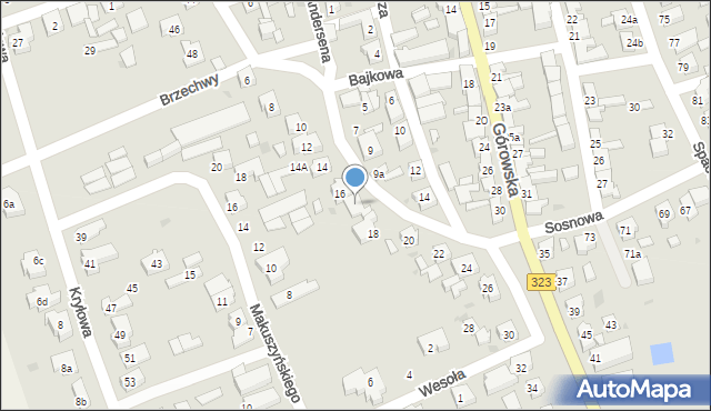 Leszno, Andersena Hansa Christiana, 16a, mapa Leszno