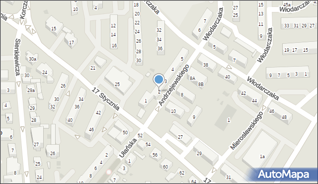 Leszno, Andrzejewskiego Wacława, por., 2, mapa Leszno