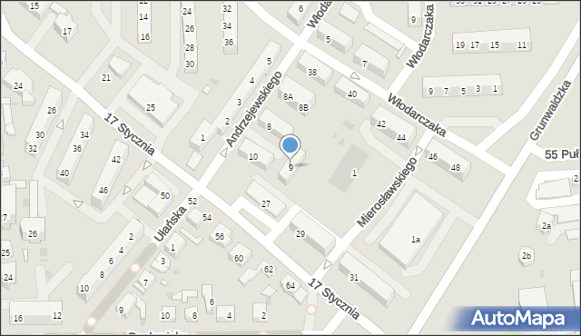 Leszno, Andrzejewskiego Wacława, por., 9, mapa Leszno