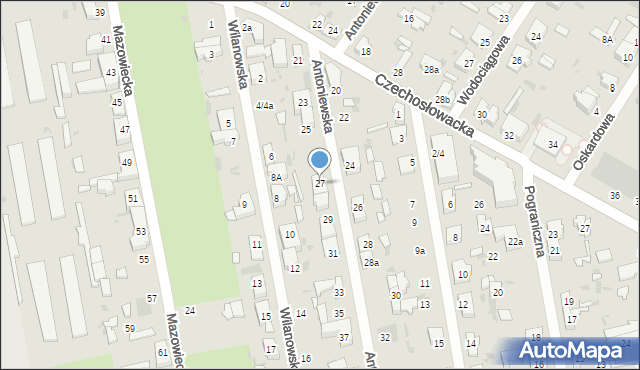 Łódź, Antoniewska, 27, mapa Łodzi