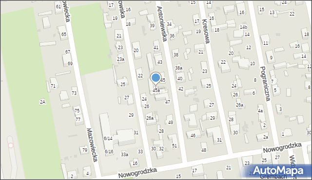 Łódź, Antoniewska, 45a, mapa Łodzi