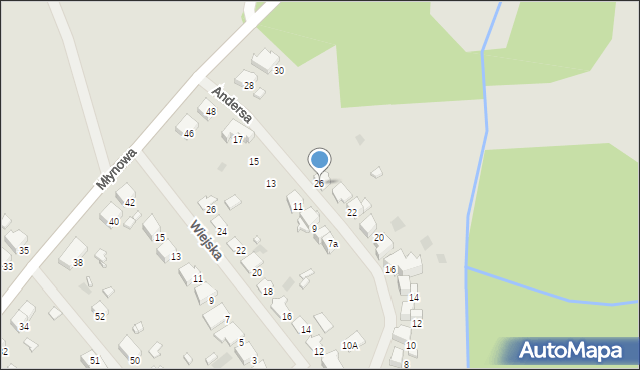 Mrągowo, Andersa Władysława, gen., 26, mapa Mrągowo